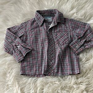 Vintage Plaid Kids Shirt - Gray and Red